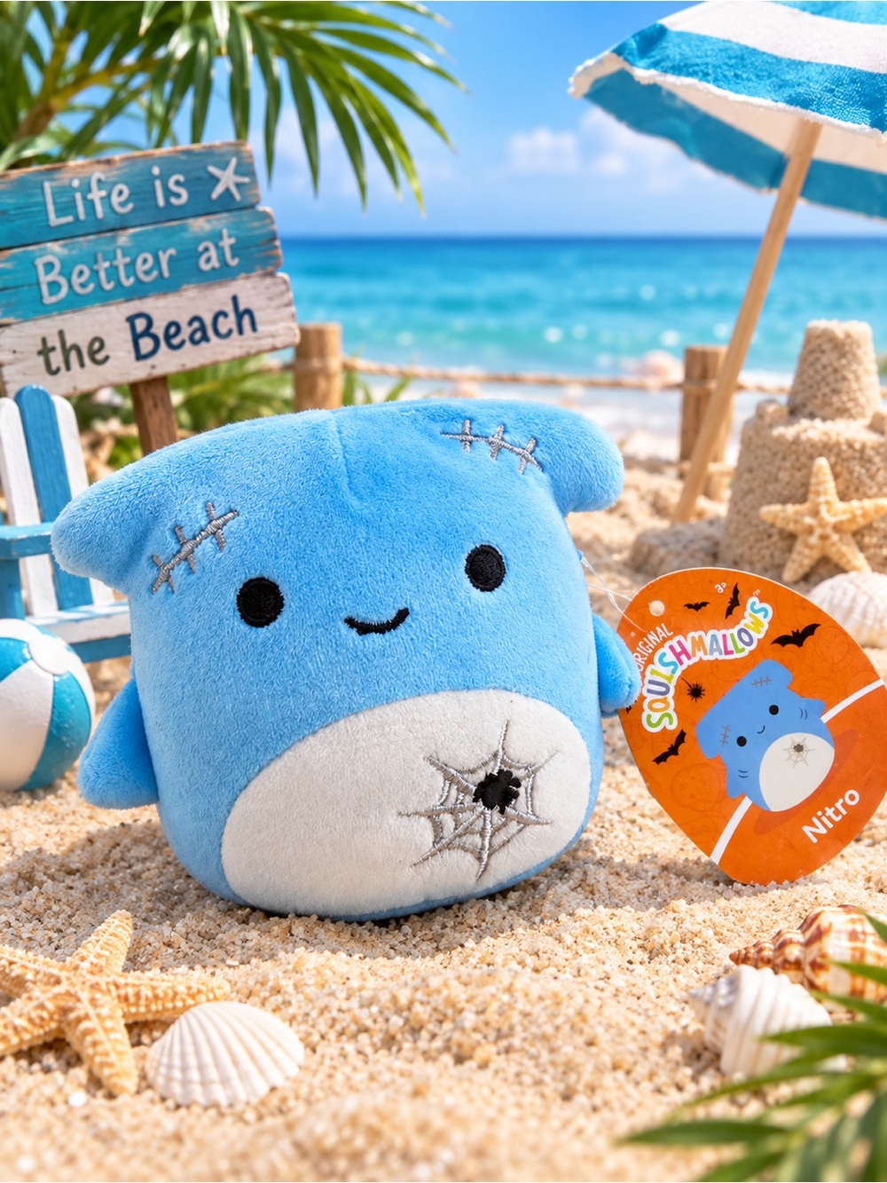 Squishmallowe Blue Hammerhead Shark Nitro Plush NWT 5โ inches